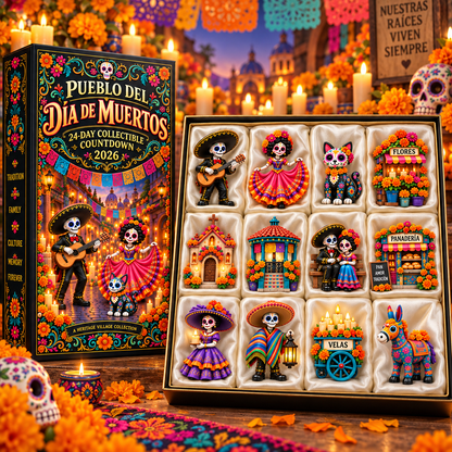 💀🎃 Pueblo del Día de Muertos 2026 – 24-Day Day of the Dead Collectible Countdown Calendar with 24 Unique Miniatures 🕯️🌼✨