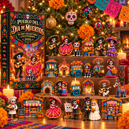 💀🎃 Pueblo del Día de Muertos 2026 – 24-Day Day of the Dead Collectible Countdown Calendar with 24 Unique Miniatures 🕯️🌼✨