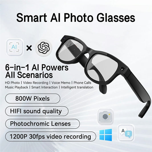⏰👓Smart AI Translation Camera Bluetooth Glasses—8 MP Pixels, 160+ Languages, Real-Time Translation