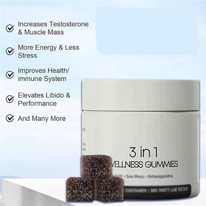 CURED® 3-in-1 Wellness Gummies Shilajit Gummies For Men Energy