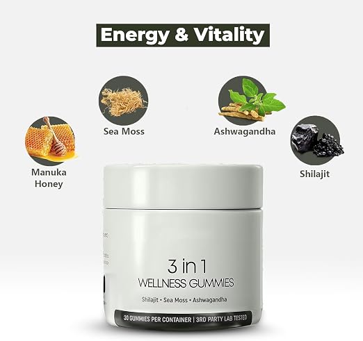 CURED® 3-in-1 Wellness Gummies Shilajit Gummies For Men Energy