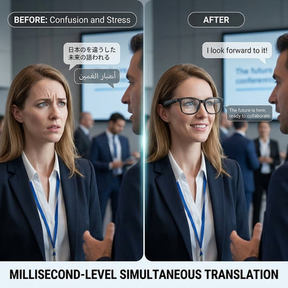 👓 All-weather on-body AI assistant, real-time multilingual simultaneous translation, seamless cross-border communication, all-round AI recognition for everything, on-body professional recorder, hands-free calls, music playback