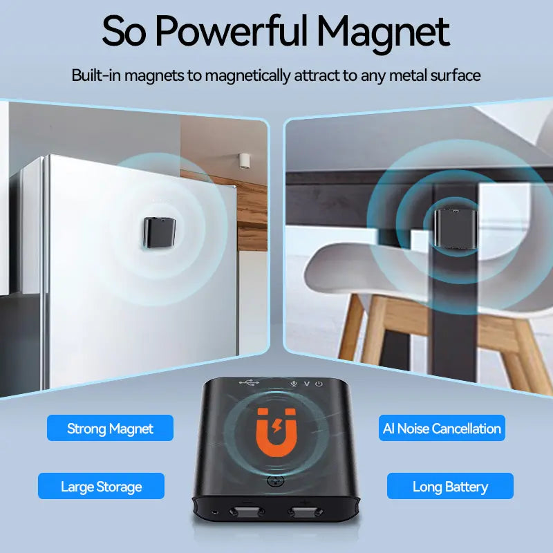 🔊 Mini Magnetic Voice Recorder One-Touch Recording