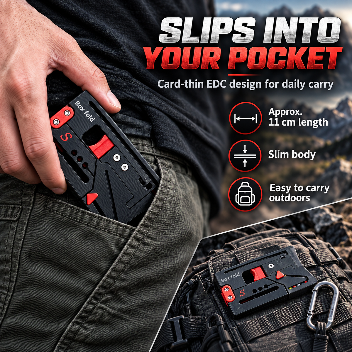 🎯 Pocket-Folding Outdoor EDC Card