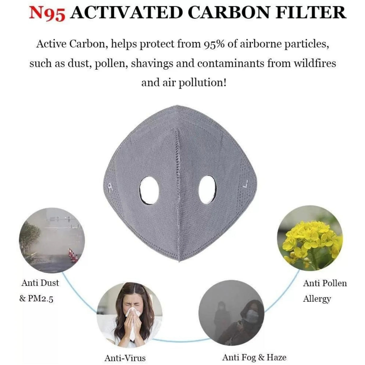 💖 Reusable Carbon Filter Dust Mask – Built for Active Lifestyles