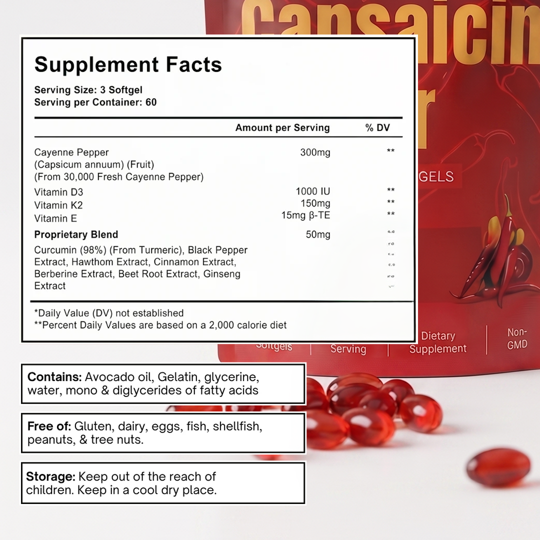 Support Cardiovascular Health with Aurivita Cayenne Pepper Softgels 11-in-1 Formula (180 Servings)