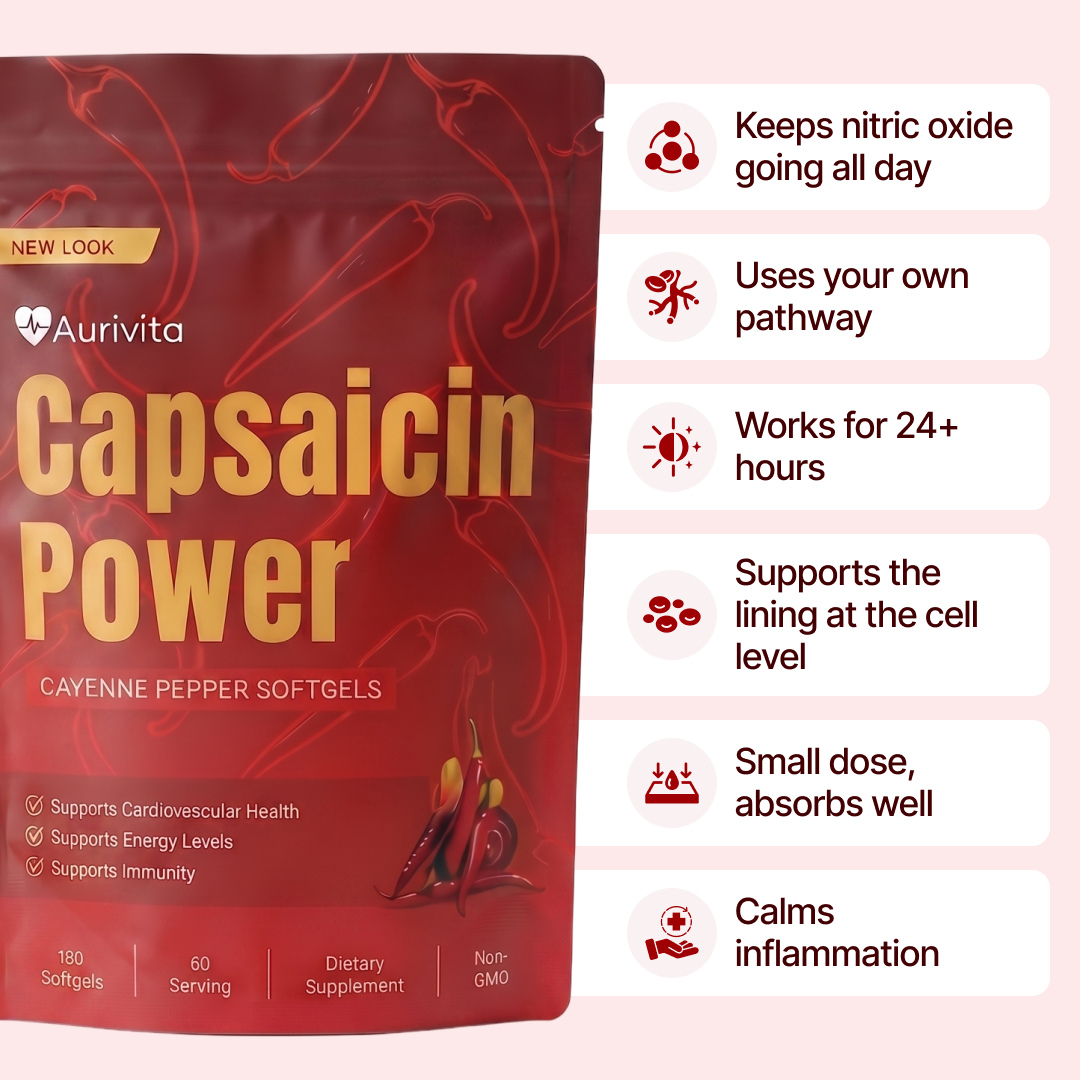 Support Cardiovascular Health with Aurivita Cayenne Pepper Softgels 11-in-1 Formula (180 Servings)