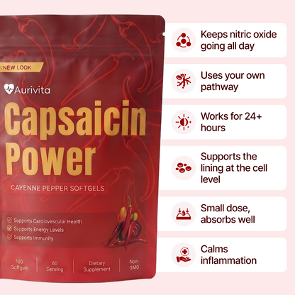 Support Cardiovascular Health with Aurivita Cayenne Pepper Softgels 11-in-1 Formula (180 Servings)