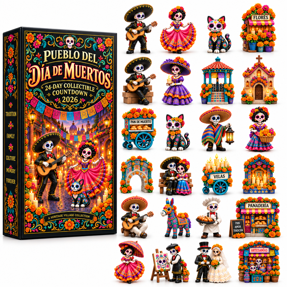 Day of the Dead Village 2026 – 24-Day Day of the Dead Collectible Countdown Calendar with 24 Unique Miniatures