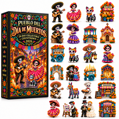 💀🎃 Pueblo del Día de Muertos 2026 – 24-Day Day of the Dead Collectible Countdown Calendar with 24 Unique Miniatures 🕯️🌼✨