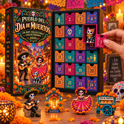💀🎃 Pueblo del Día de Muertos 2026 – 24-Day Day of the Dead Collectible Countdown Calendar with 24 Unique Miniatures 🕯️🌼✨