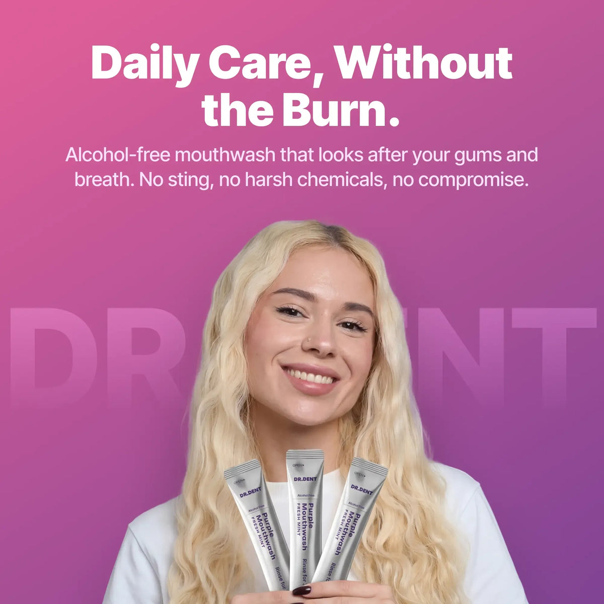 🦷✨DR.DENT Purple Mouthwash - Sachets 20 Pack - Peroxide-Free - Alcohol Free - Vegan Mint✨Makes Your Smile Look Brighter In Just 30 Seconds