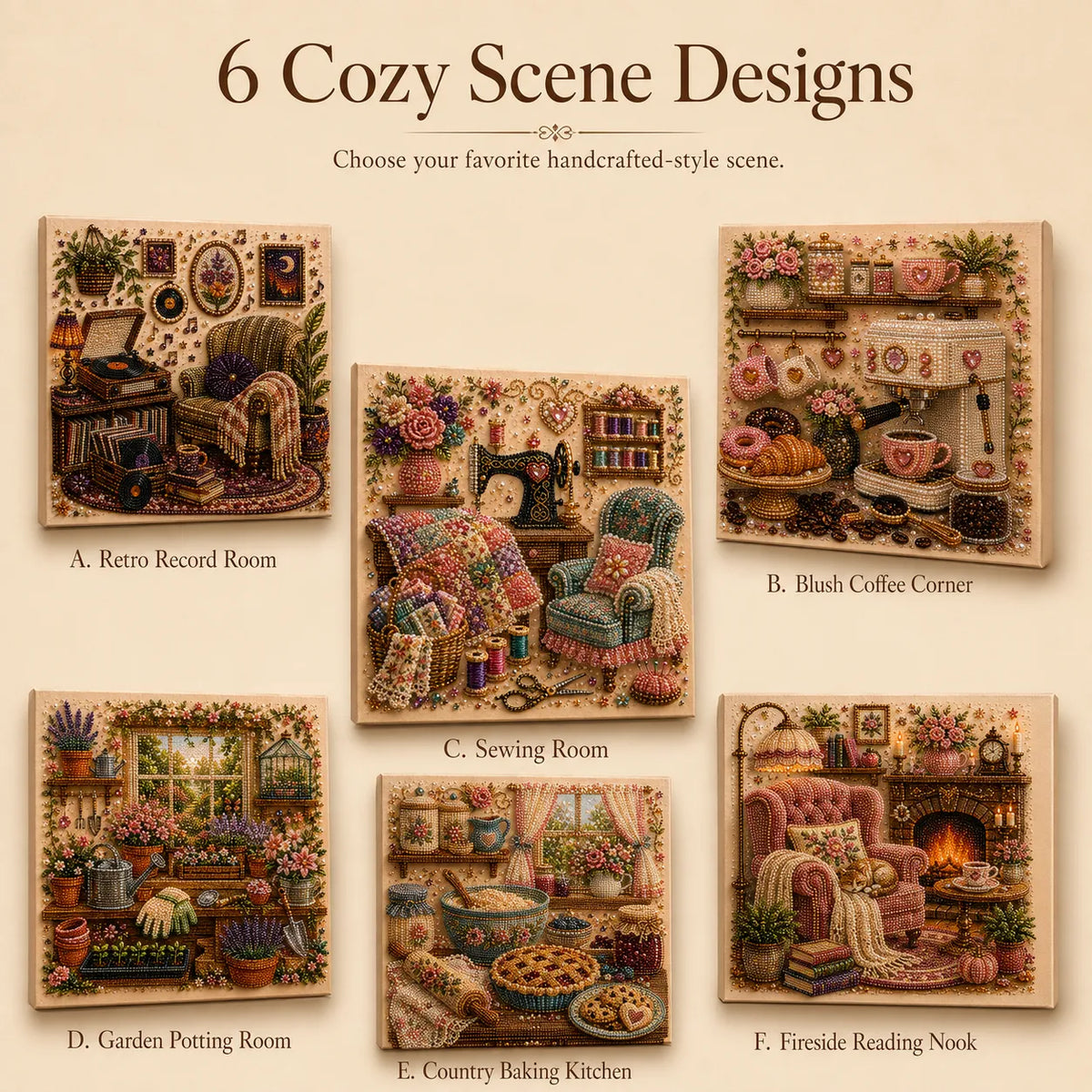✨ Cozy Hobby Rooms 3D Diamond Painting Kit
