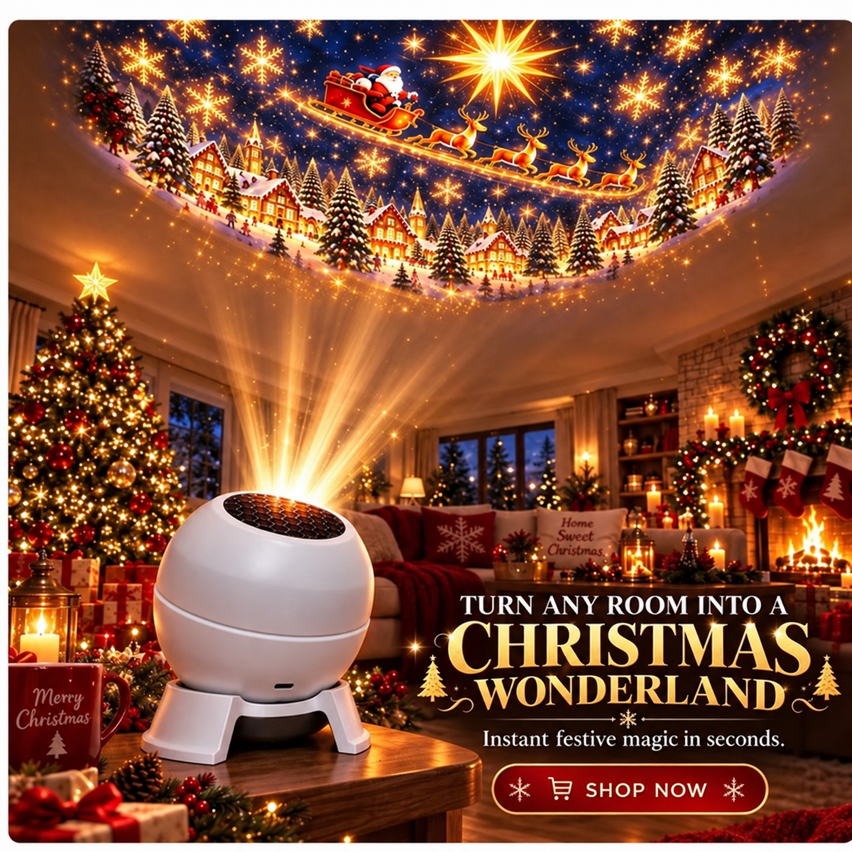 🎅 Turn Any Room Into a Christmas Wonderland – Holiday Projection Night Light