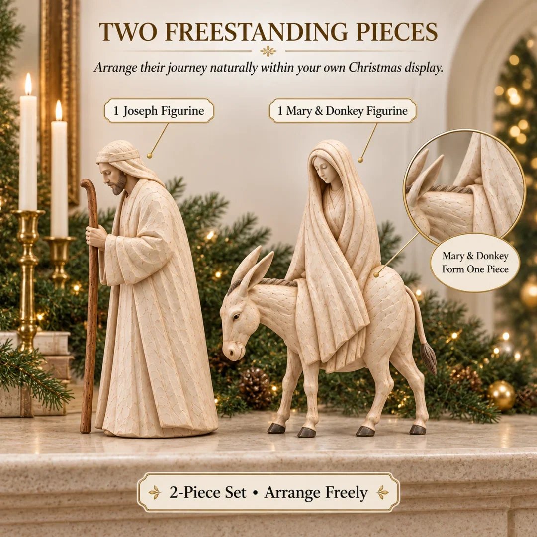 ✝️🌟Handmade Journey to Bethlehem Nativity Figurine Set