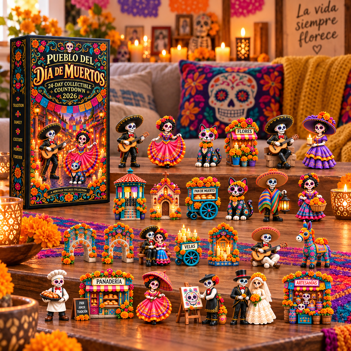 💀🎃 Pueblo del Día de Muertos 2026 – 24-Day Day of the Dead Collectible Countdown Calendar with 24 Unique Miniatures 🕯️🌼✨