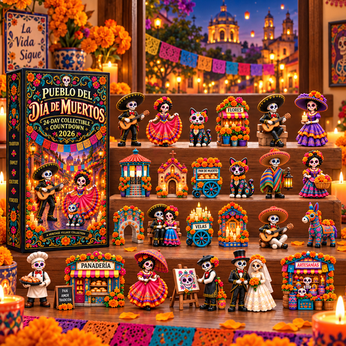 💀🎃 Pueblo del Día de Muertos 2026 – 24-Day Day of the Dead Collectible Countdown Calendar with 24 Unique Miniatures 🕯️🌼✨