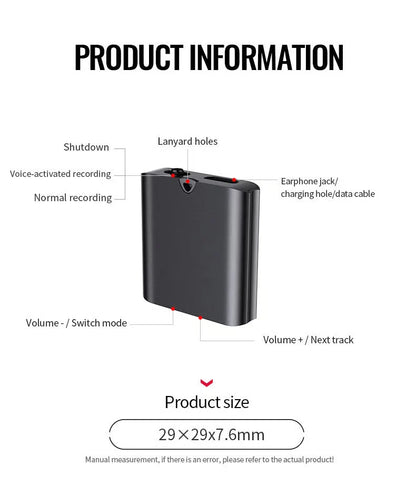 🔊 Mini Magnetic Voice Recorder One-Touch Recording
