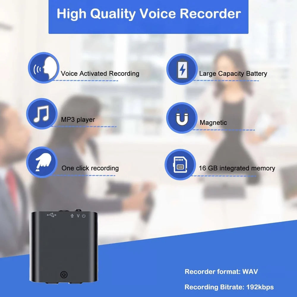 🔊 Mini Magnetic Voice Recorder One-Touch Recording