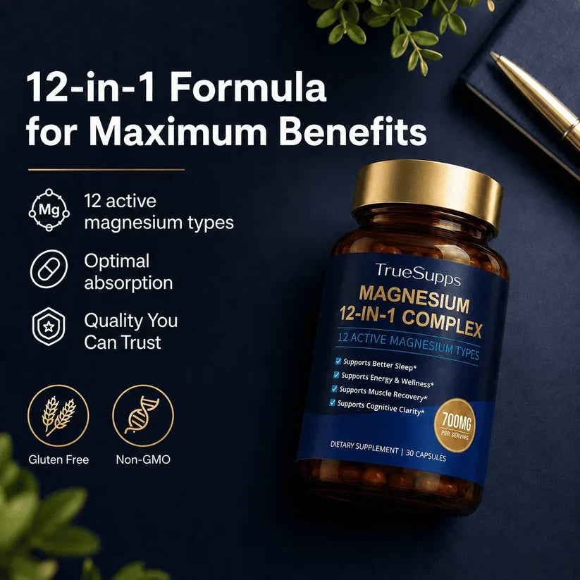 SPNHKQV Magnesium 12-in-1 Complex Supplement – 700mg High Absorption Magnesium Glycinate Capsules for Women & Men – Muscle, Nerve & Sleep Support – 120 Vegan Capsules