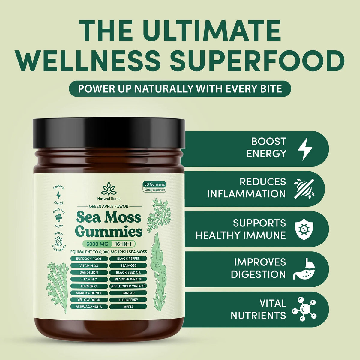 Sea Moss 16-In-1 Gummies - For Blood Pressure Balance & Heart Health
