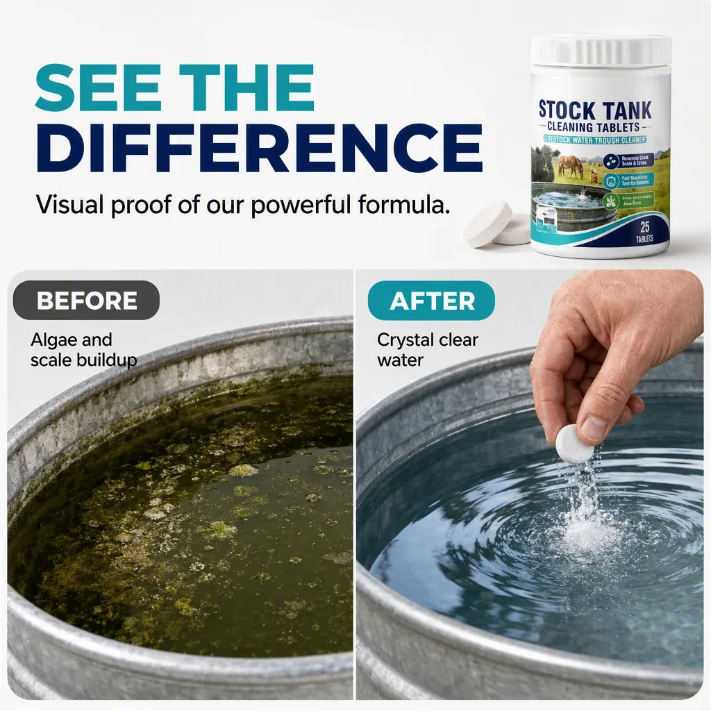 🧼 Livestock Water Tank Cleaning Tablets – 💧 Fast-Dissolving Trough & Water Container Cleaner
