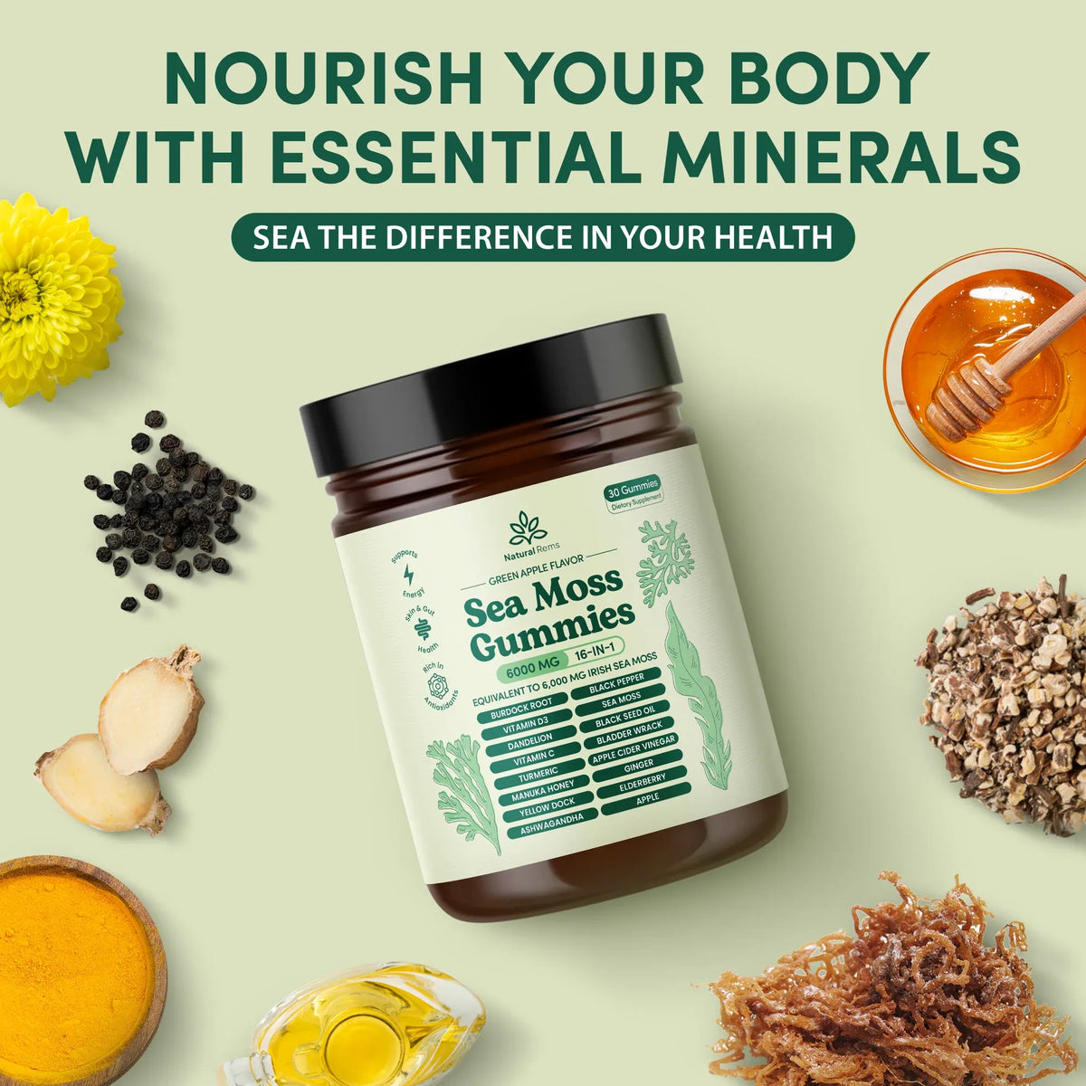 Sea Moss 16-In-1 Gummies - For Blood Pressure Balance & Heart Health