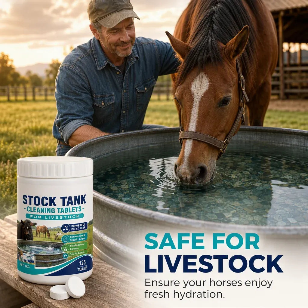 🧼 Livestock Water Tank Cleaning Tablets – 💧 Fast-Dissolving Trough & Water Container Cleaner