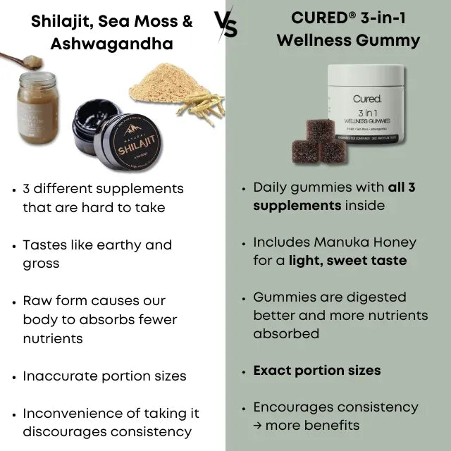 CURED® 3-in-1 Wellness Gummies Shilajit Gummies For Men Energy