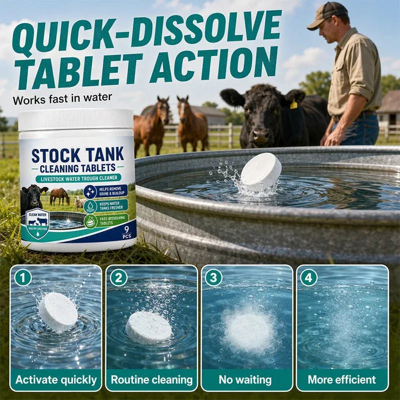 🧼 Livestock Water Tank Cleaning Tablets – 💧 Fast-Dissolving Trough & Water Container Cleaner